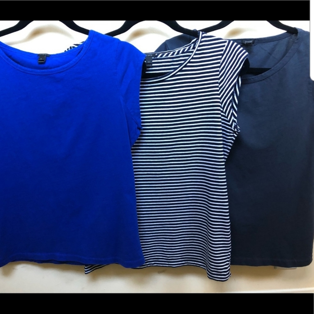 2 J. Crew Ballet Cap Sleeve Tees (Royal + Striped)
